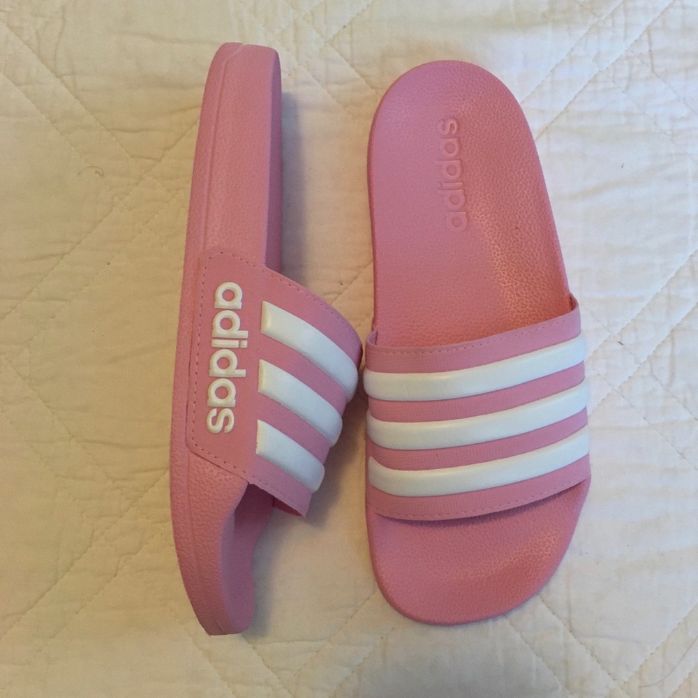 Adidas || baby pink slides